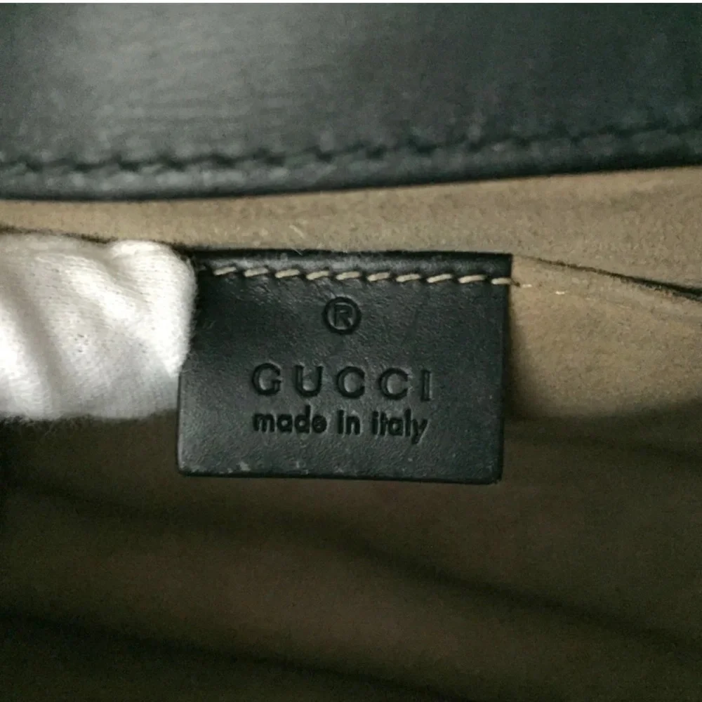 šAuthentic GUCCI Sylvie Mini Sherry Line Leather Chain Shoulder Bag Black - Picture 10 of 11